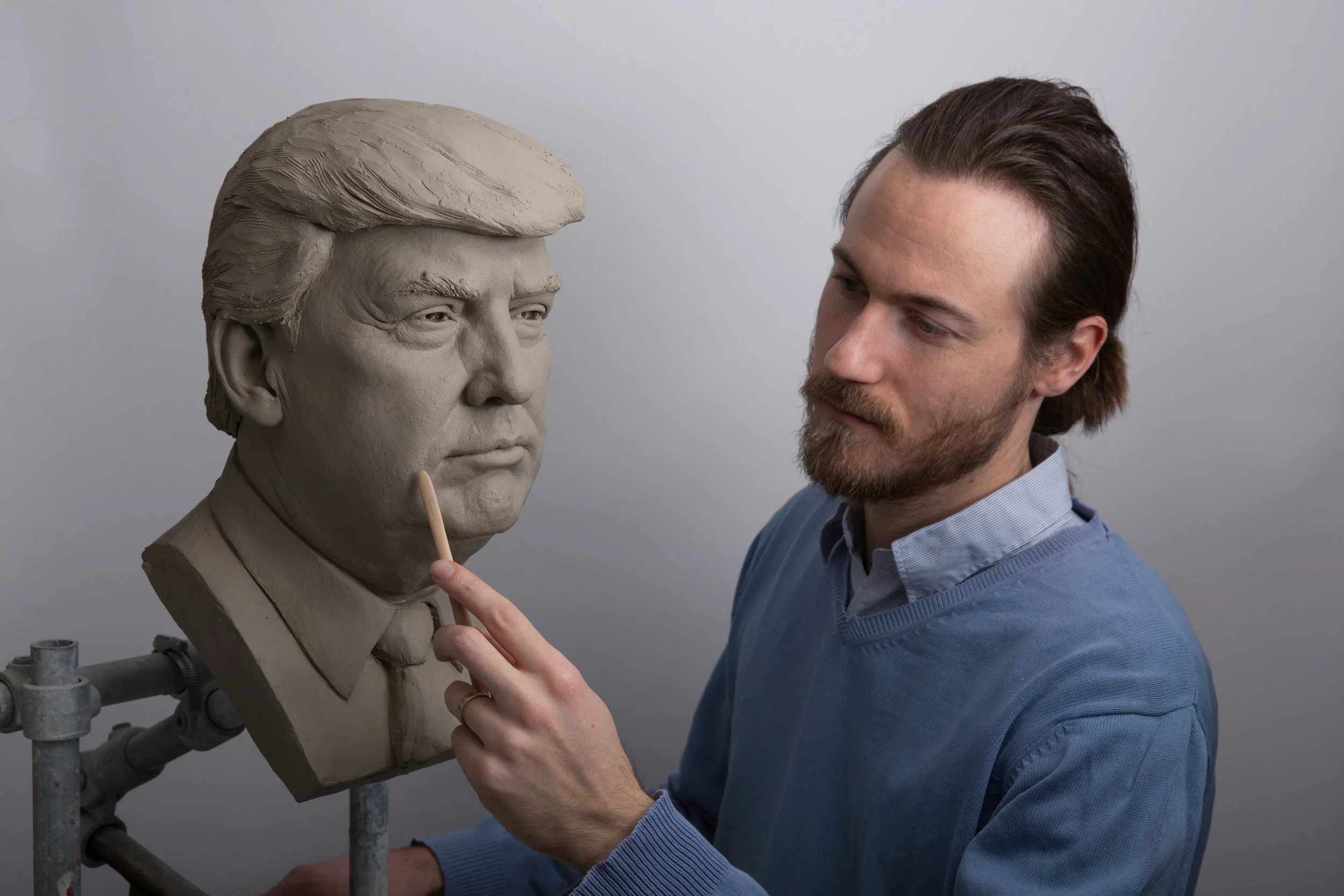 Trump clay sculpture